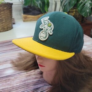 Oakland A's White Elephant New Era 59Fifty On Field Cap Hat